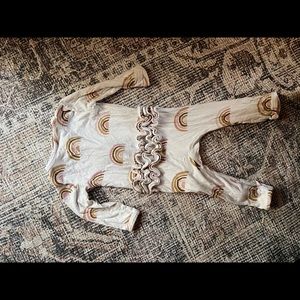 Spearmint LOVE Pink Rainbow Ruffle Romper